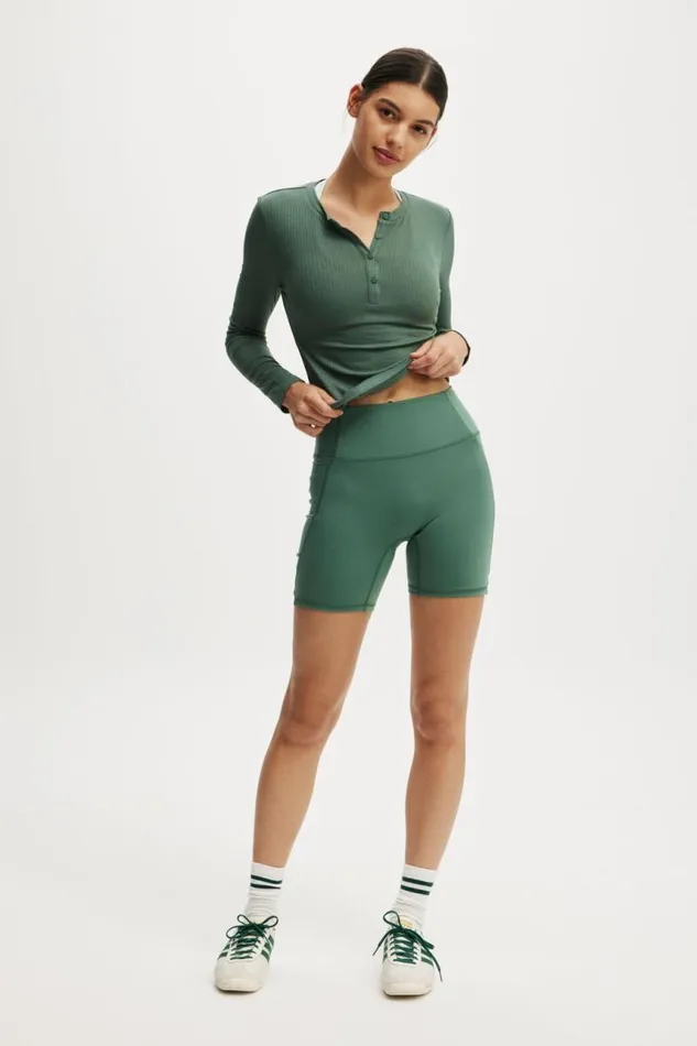 Cotton On ShortsandSkirts Ultra Soft Side Pocket Bike Short Emerald Forest 8211 Women