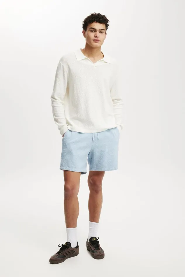 Cotton On Shorts Elevated Easy Short Blue Herringbone 8211 Men