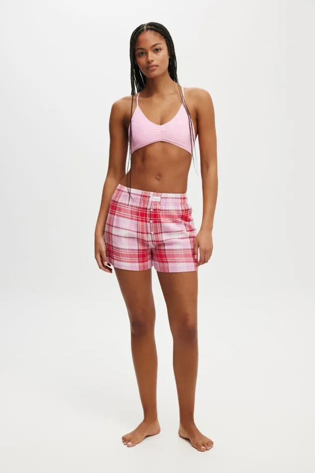 Cotton On Shorts Flannel Boyfriend Boxer Short Remmi Checkcherry Pop 8211 Women