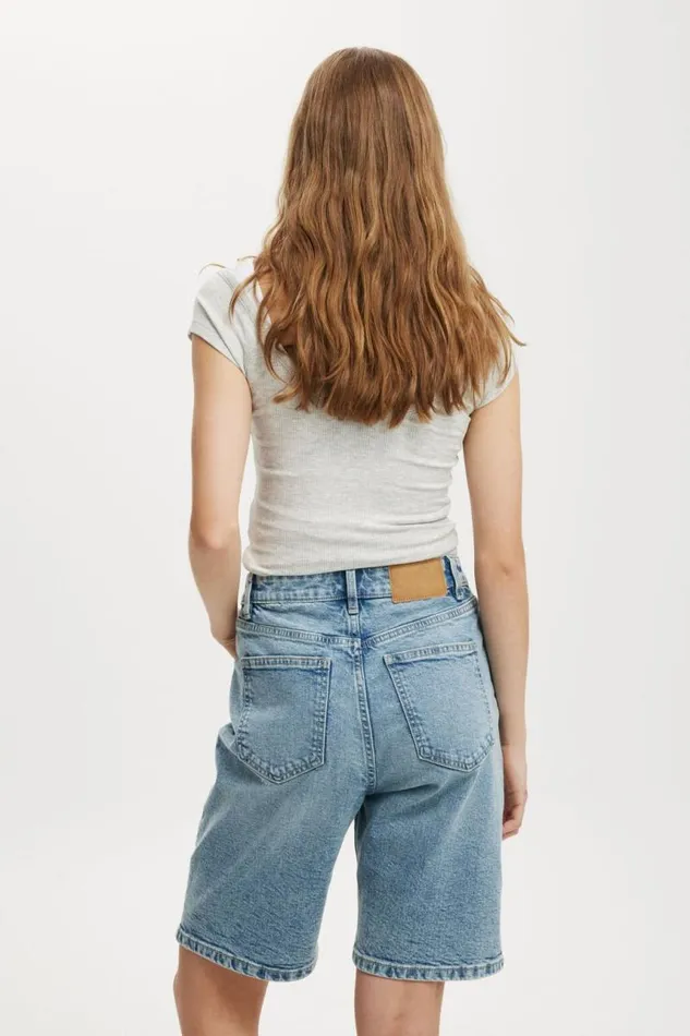 Cotton On Shorts Stretch Denim Bermuda Short Bells Blue 8211 Women