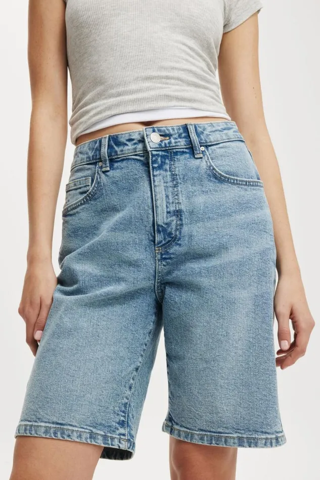 Cotton On Shorts Stretch Denim Bermuda Short Bells Blue 8211 Women