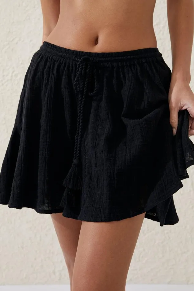 Cotton On Skirts Hanky Hem Beach Mini Skirt Black 8211 Women