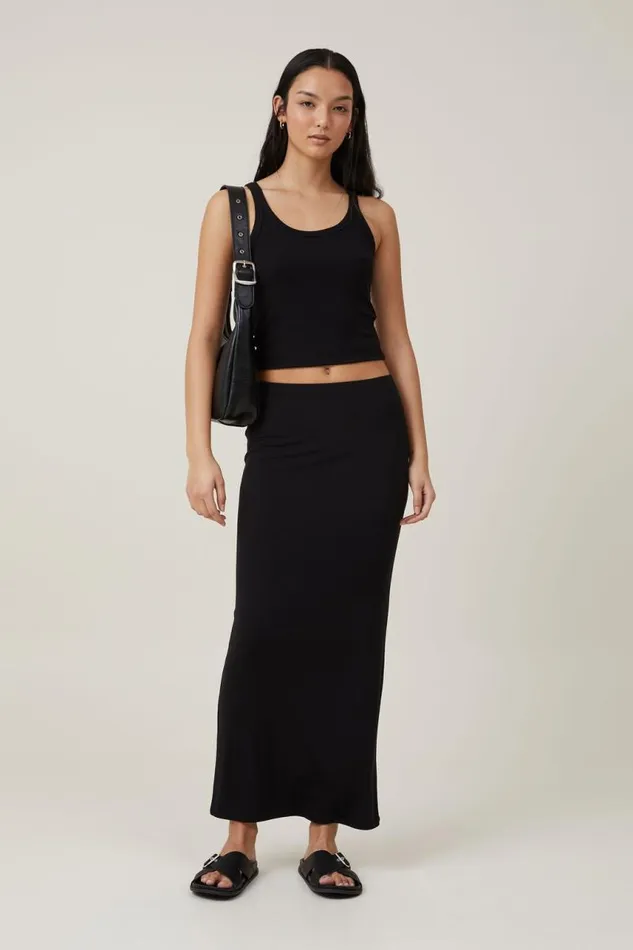 Cotton On Skirts Staple Rib Maxi Skirt Black 8211 Women