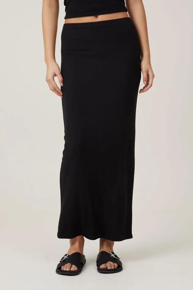 Cotton On Skirts Staple Rib Maxi Skirt Black 8211 Women