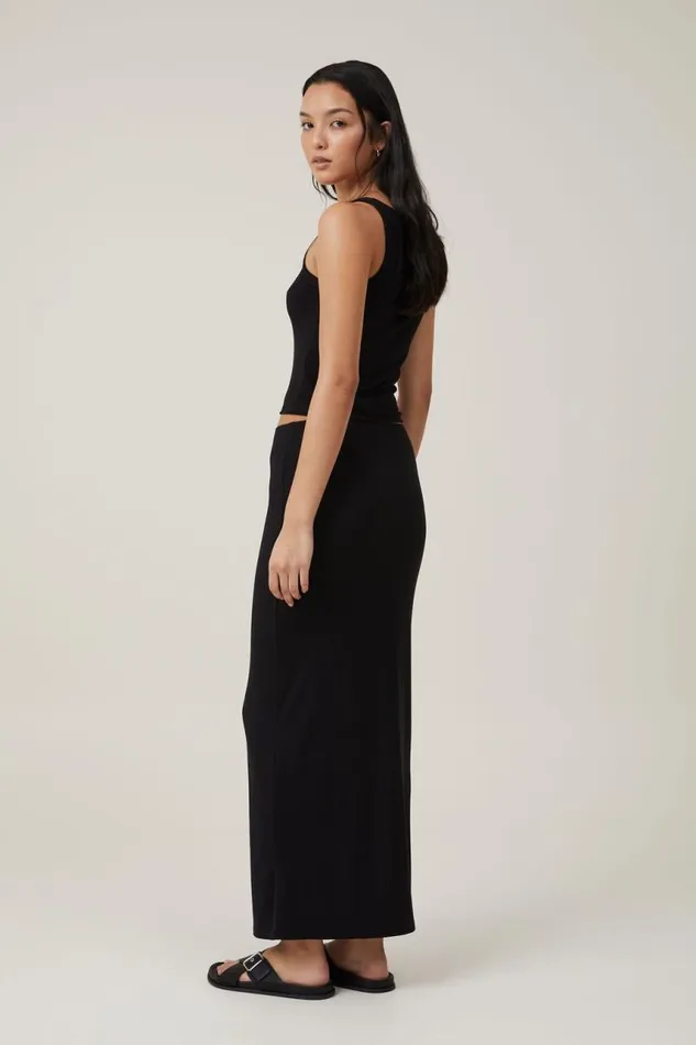 Cotton On Skirts Staple Rib Maxi Skirt Black 8211 Women