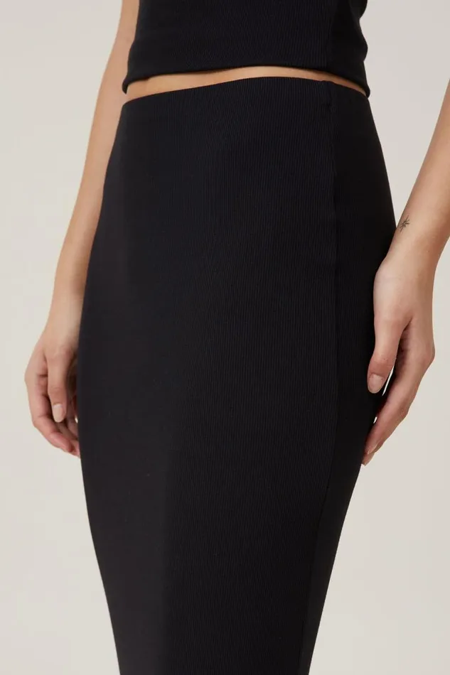 Cotton On Skirts Staple Rib Maxi Skirt Black 8211 Women