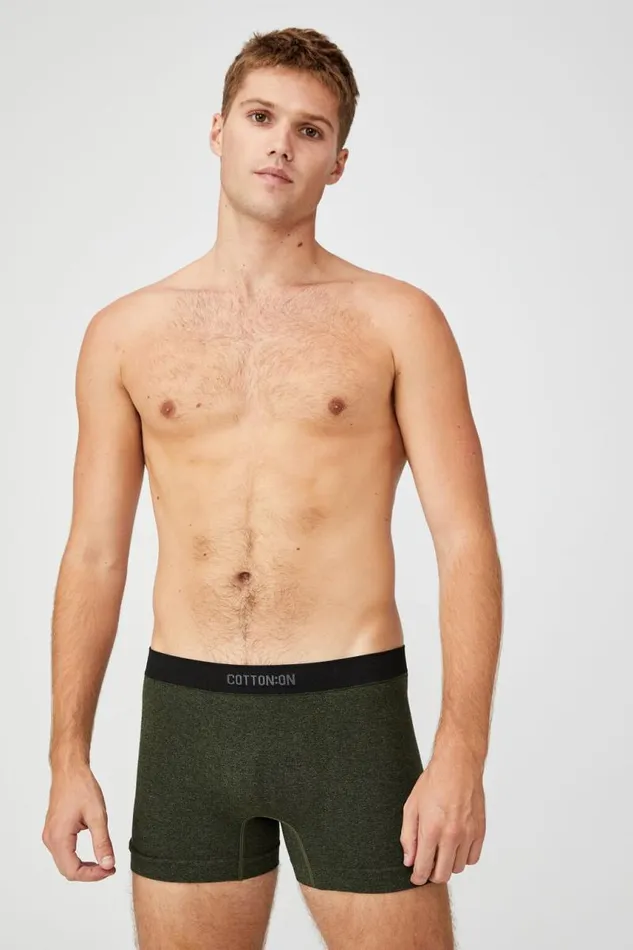 Cotton On Socks and Underwear Mens Seamless Trunks Khaki Marleblack 8211 Men