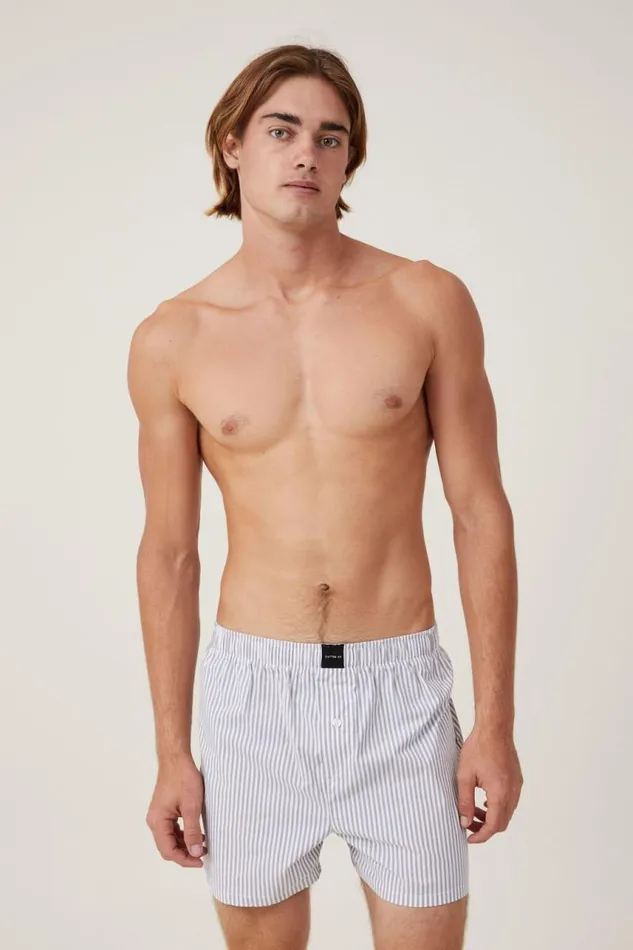 Cotton On Socks and Underwear Stretch Boxer Short Grey White Stripe 8211 Men