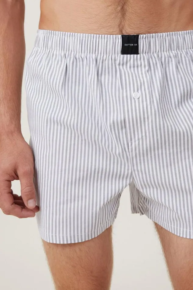 Cotton On Socks and Underwear Stretch Boxer Short Grey White Stripe 8211 Men