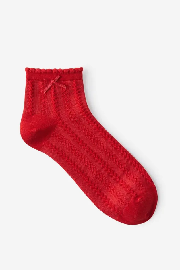Cotton On Socks Frill Pointelle Ankle Sock Red 8211 Women