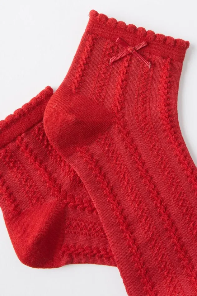 Cotton On Socks Frill Pointelle Ankle Sock Red 8211 Women