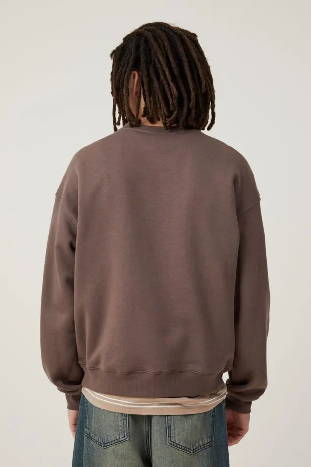 Cotton On Sweats and Hoodies Box Fit Crew Sweater Washed Chocolate 8211 Men Cotton On Sweats and Hoodies Box Fit Crew Sweater Washed Chocolate 8211 Men