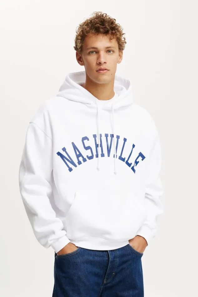 Cotton On Sweats and Hoodies Box Fit Graphic Hoodie Whitenashville 8211 Men