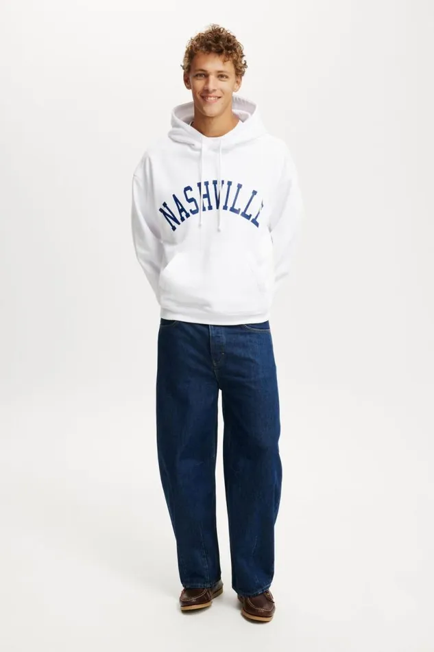 Cotton On Sweats and Hoodies Box Fit Graphic Hoodie Whitenashville 8211 Men Cotton On Sweats and Hoodies Box Fit Graphic Hoodie Whitenashville 8211 Men