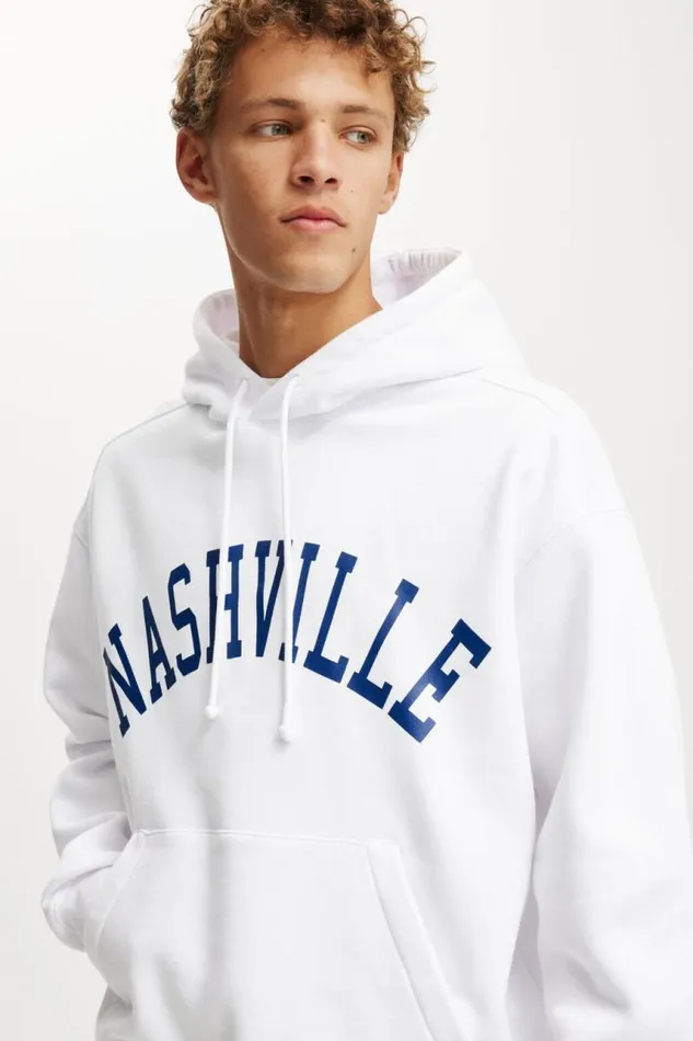 Cotton On Sweats and Hoodies Box Fit Graphic Hoodie Whitenashville 8211 Men Cotton On Sweats and Hoodies Box Fit Graphic Hoodie Whitenashville 8211 Men