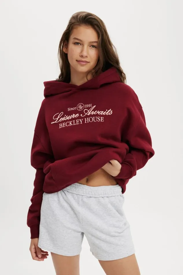 Cotton On SweatsandHoodies Classic Fleece Graphic Hoodie Leisure Awaits Sangria 8211 Women Cotton On SweatsandHoodies Classic Fleece Graphic Hoodie Leisure Awaits Sangria 8211 Women