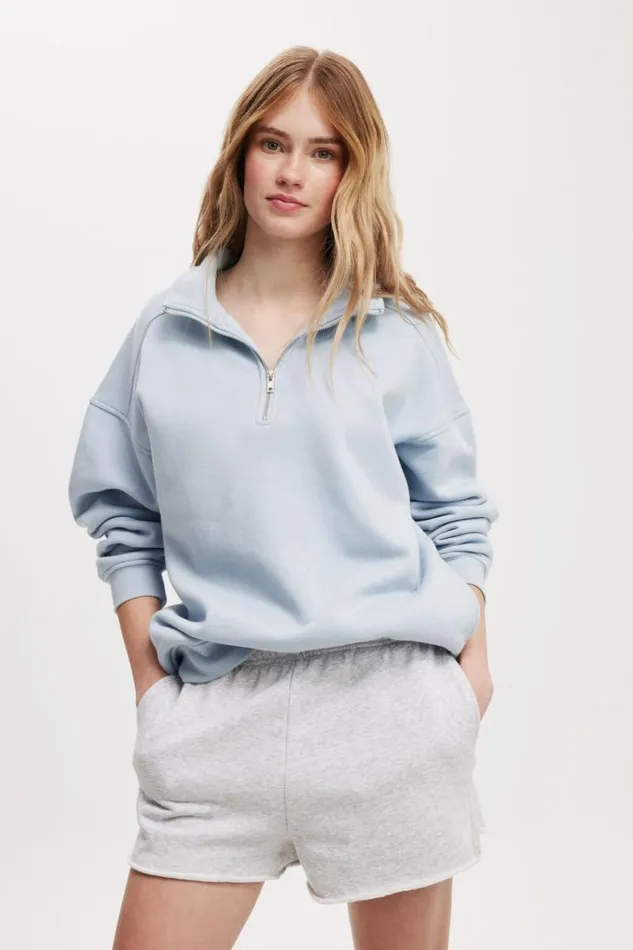 Cotton On SweatsandHoodies Classic Fleece Oversized Half Zip Sweatshirt Coastal Blue 8211 Women Cotton On SweatsandHoodies Classic Fleece Oversized Half Zip Sweatshirt Coastal Blue 8211 Women