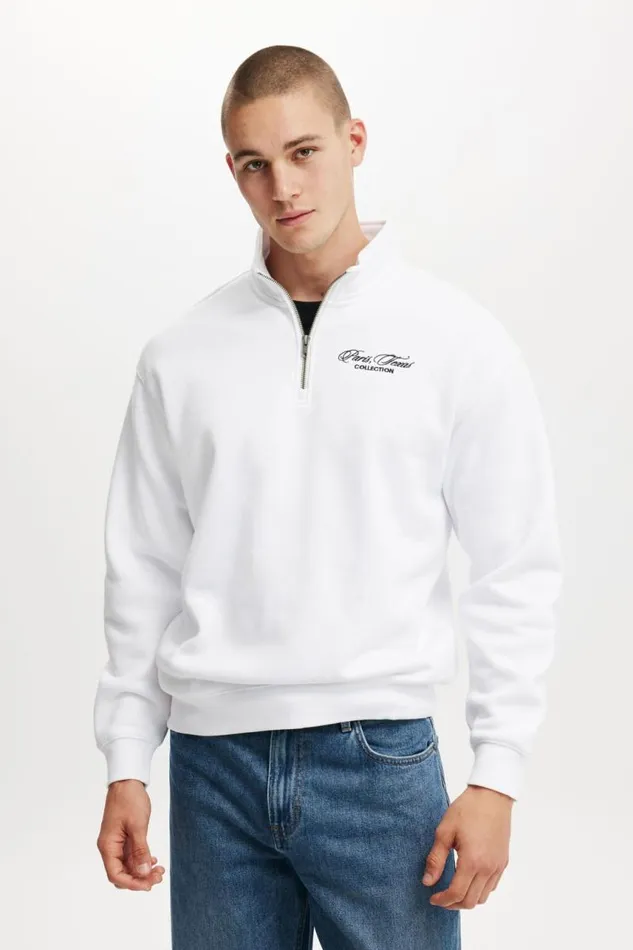 Cotton On Sweats and Hoodies Graphic 14 Zip Fleece White Paris Texas 8211 Men