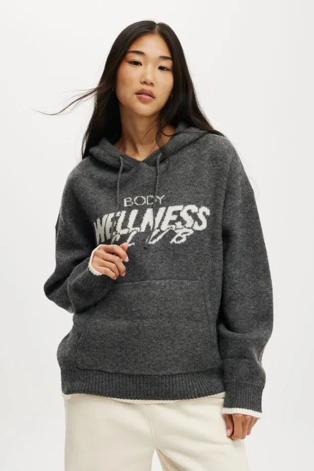 Cotton On SweatsandHoodies Knitted Premium Hoodie Charcoal Marlewellness Club Coconut Milk 8211 Women Cotton On SweatsandHoodies Knitted Premium Hoodie Charcoal Marlewellness Club Coconut Milk 8211 Women