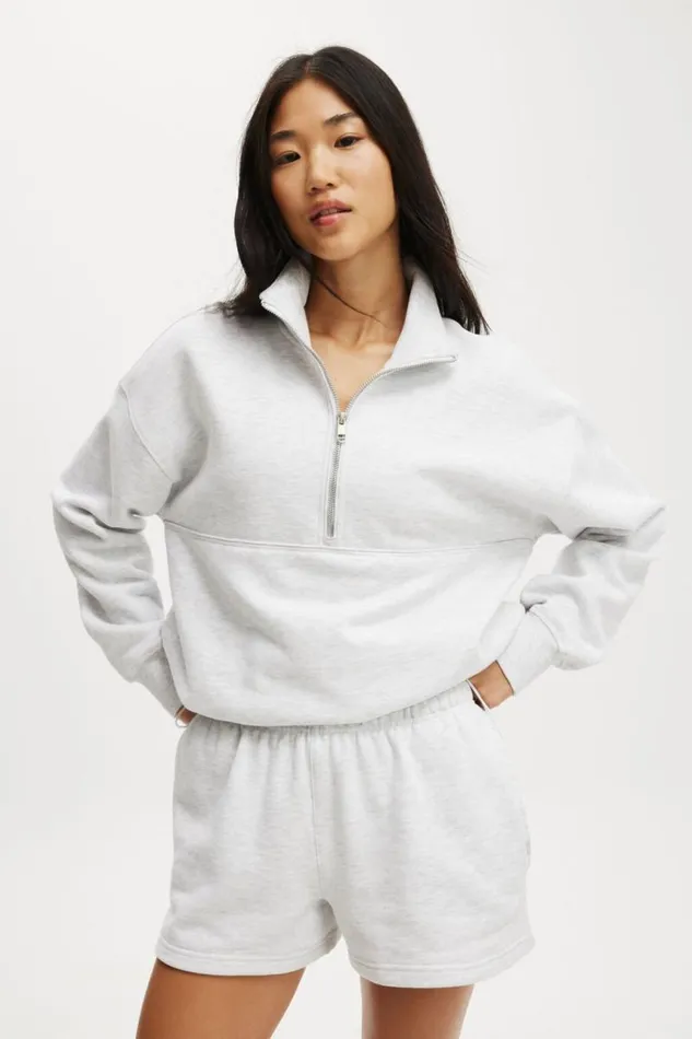 Cotton On SweatsandHoodies Plush Essential Gym Short Cloudy Grey Marle 8211 Women Cotton On SweatsandHoodies Plush Essential Gym Short Cloudy Grey Marle 8211 Women