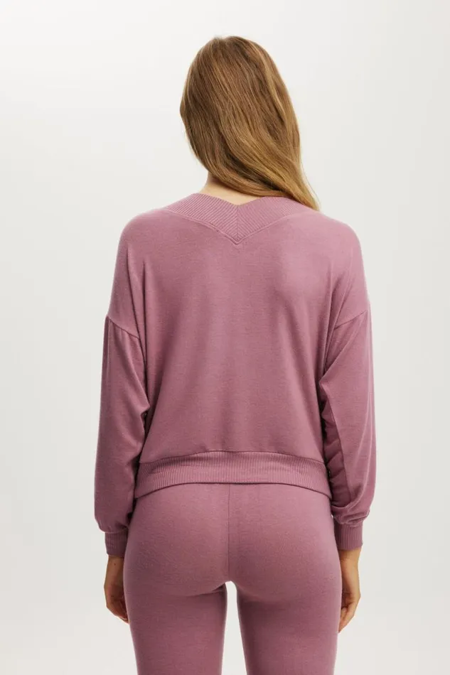 Cotton On SweatsandHoodies Super Soft Deep V Sweater Washed Berry 8211 Women Cotton On SweatsandHoodies Super Soft Deep V Sweater Washed Berry 8211 Women