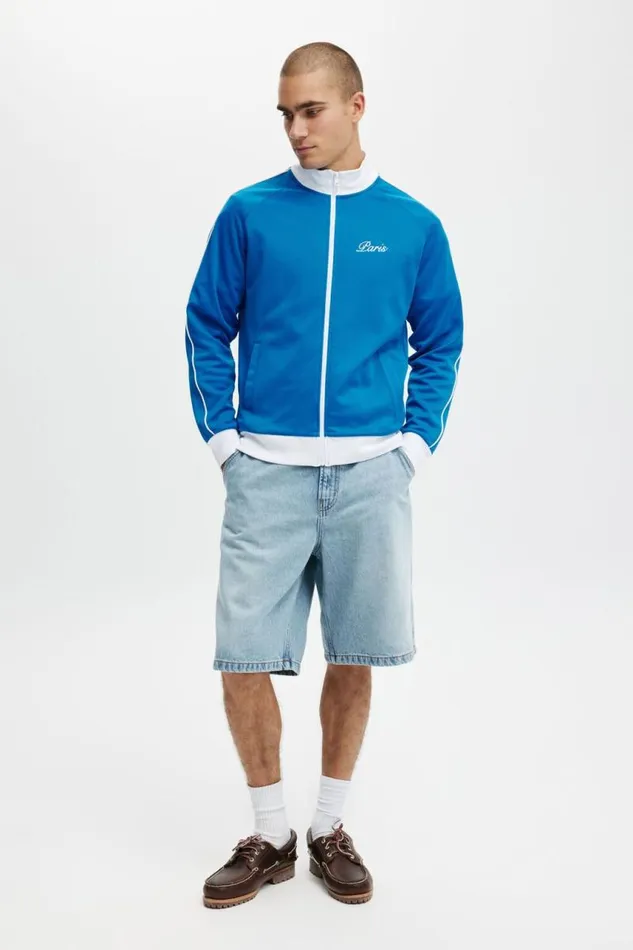 Cotton On Sweats and Hoodies Tricot Track Jacket Skydiver Blue White Paris Crest 8211 Men Cotton On Sweats and Hoodies Tricot Track Jacket Skydiver Blue White Paris Crest 8211 Men