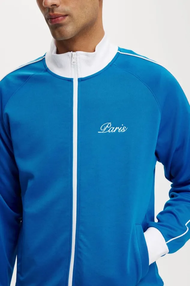 Cotton On Sweats and Hoodies Tricot Track Jacket Skydiver Blue White Paris Crest 8211 Men Cotton On Sweats and Hoodies Tricot Track Jacket Skydiver Blue White Paris Crest 8211 Men