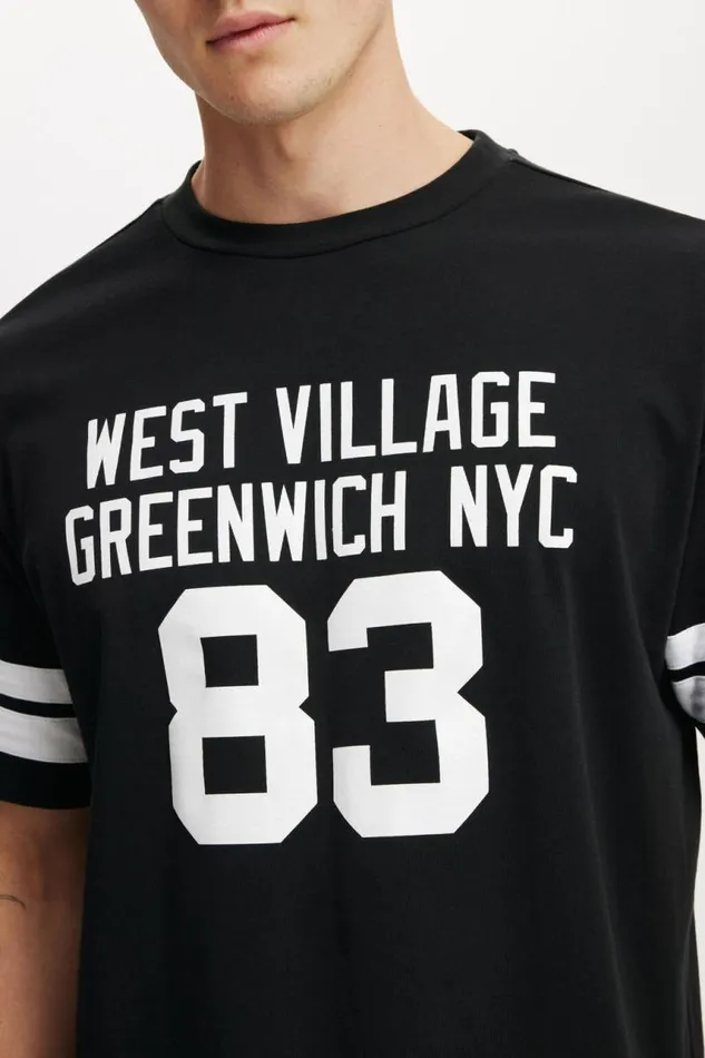 Cotton On Tees and Tanks Box Fit College TShirt Blackgreenwich Nyc 8211 Men Cotton On Tees and Tanks Box Fit College TShirt Blackgreenwich Nyc 8211 Men