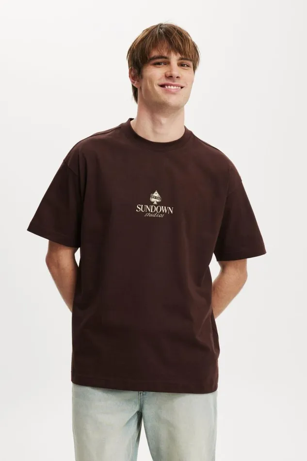 Cotton On Tees and Tanks Box Fit Graphic TShirt Dark Oaksundown Studios 8211 Men