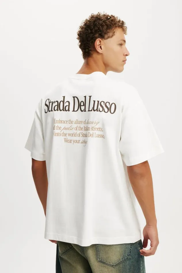 Cotton On Tees and Tanks Box Fit Graphic TShirt Vintage Whitestrada Del Lusso 8211 Men Cotton On Tees and Tanks Box Fit Graphic TShirt Vintage Whitestrada Del Lusso 8211 Men