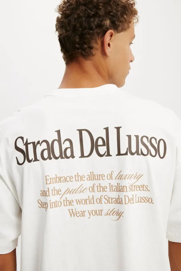 Cotton On Tees and Tanks Box Fit Graphic TShirt Vintage Whitestrada Del Lusso 8211 Men Cotton On Tees and Tanks Box Fit Graphic TShirt Vintage Whitestrada Del Lusso 8211 Men