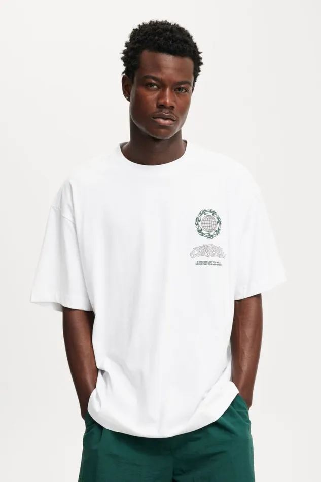 Cotton On Tees and Tanks Box Fit Graphic TShirt Whiteget Lost 8211 Men