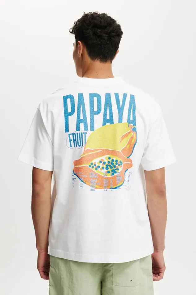 Cotton On Tees and Tanks Box Fit Graphic TShirt Whitepapaya Fruit 8211 Men Cotton On Tees and Tanks Box Fit Graphic TShirt Whitepapaya Fruit 8211 Men