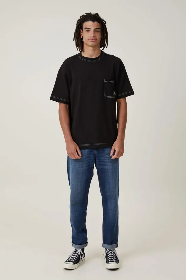 Cotton On Tees and Tanks Box Fit Pocket TShirt Black Civic Contrast 8211 Men Cotton On Tees and Tanks Box Fit Pocket TShirt Black Civic Contrast 8211 Men