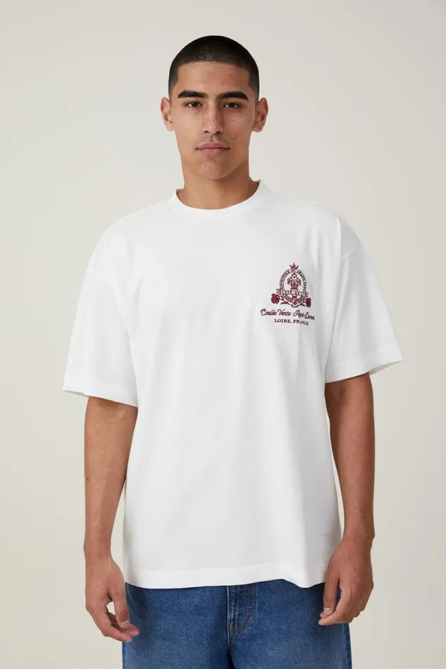 Cotton On Tees and Tanks Box Fit Text TShirt Vintage White Coulee 8211 Men