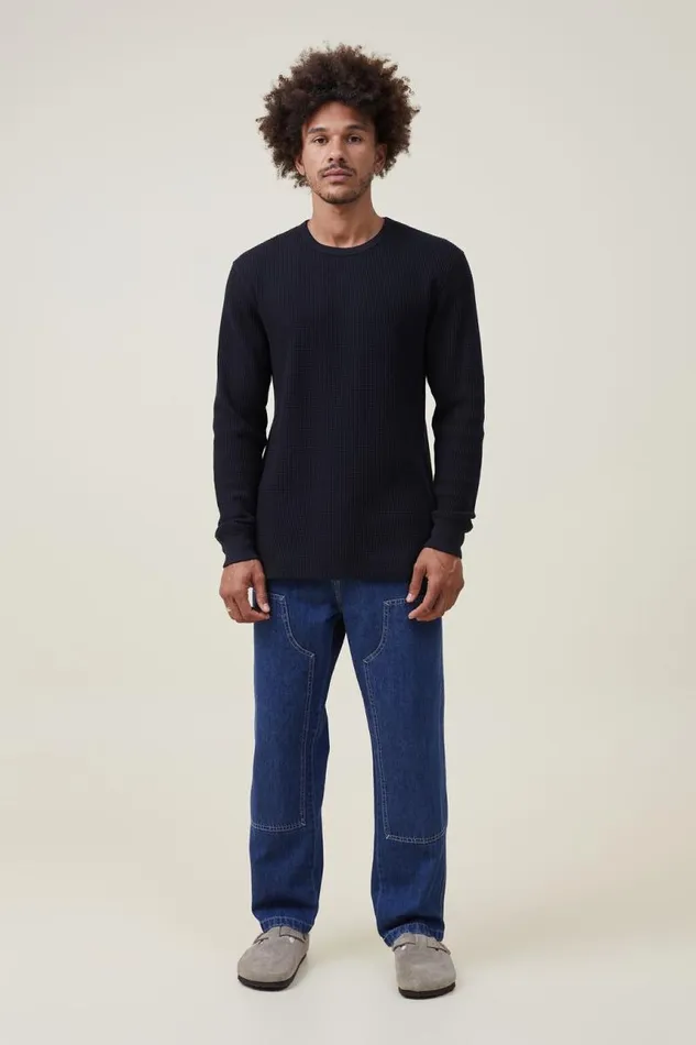 Cotton On Tees and Tanks Chunky Waffle Long Sleeve Tshirt Washed Black Waffle 8211 Men Cotton On Tees and Tanks Chunky Waffle Long Sleeve Tshirt Washed Black Waffle 8211 Men