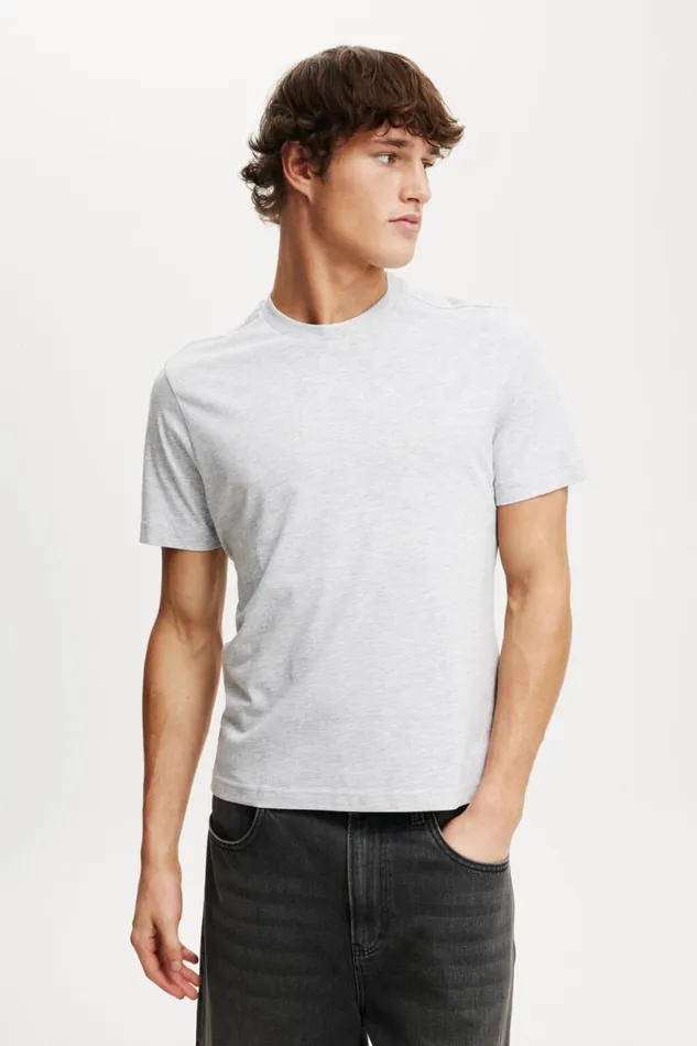 Cotton On Tees and Tanks Cropped Regular Fit TShirt Grey Marle 8211 Men