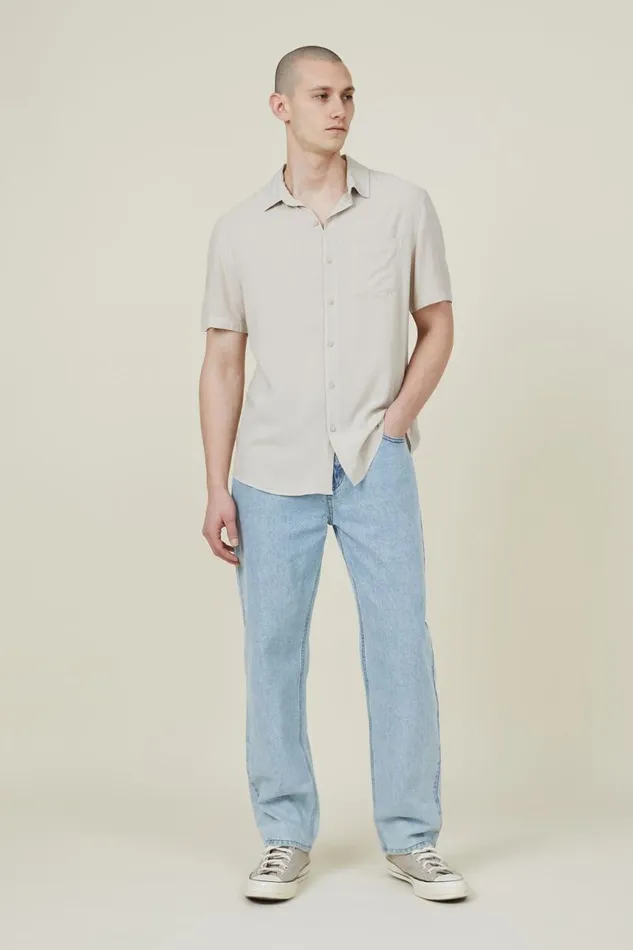 Cotton On Tees and Tanks Cuban Short Sleeve Shirt Stone 8211 Men Cotton On Tees and Tanks Cuban Short Sleeve Shirt Stone 8211 Men