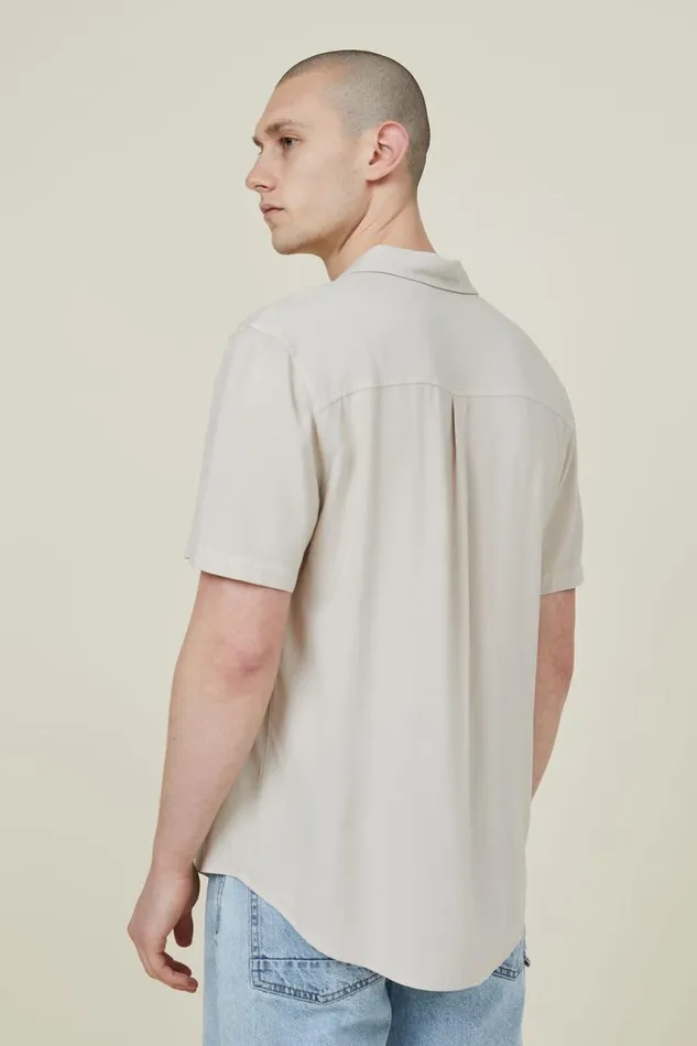 Cotton On Tees and Tanks Cuban Short Sleeve Shirt Stone 8211 Men Cotton On Tees and Tanks Cuban Short Sleeve Shirt Stone 8211 Men