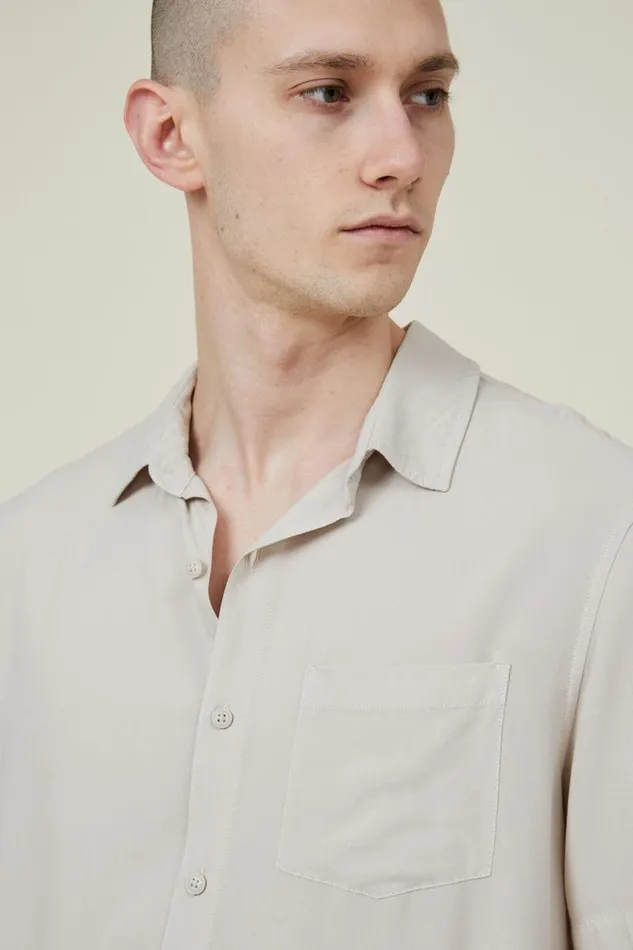 Cotton On Tees and Tanks Cuban Short Sleeve Shirt Stone 8211 Men Cotton On Tees and Tanks Cuban Short Sleeve Shirt Stone 8211 Men