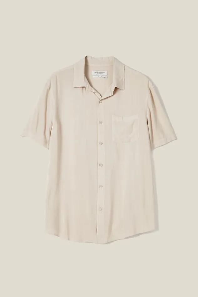 Cotton On Tees and Tanks Cuban Short Sleeve Shirt Stone 8211 Men Cotton On Tees and Tanks Cuban Short Sleeve Shirt Stone 8211 Men