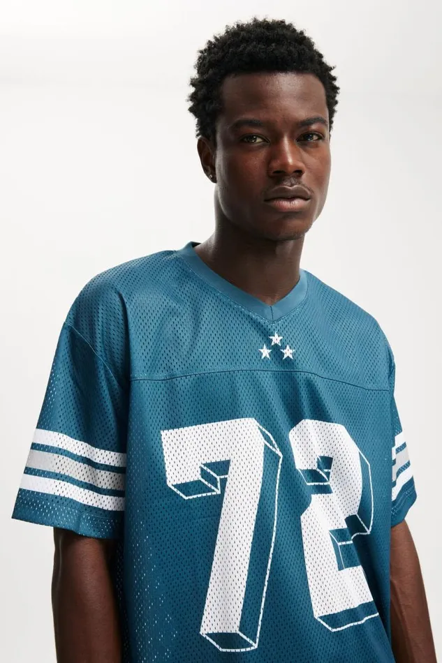 Cotton On Tees and Tanks Football Jersey Moonlight Blue 72 8211 Men Cotton On Tees and Tanks Football Jersey Moonlight Blue 72 8211 Men