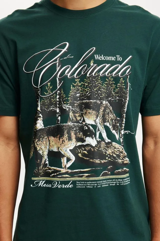 Cotton On Tees and Tanks Loose Fit Art TShirt Pineneedle Greencolorado 8211 Men Cotton On Tees and Tanks Loose Fit Art TShirt Pineneedle Greencolorado 8211 Men