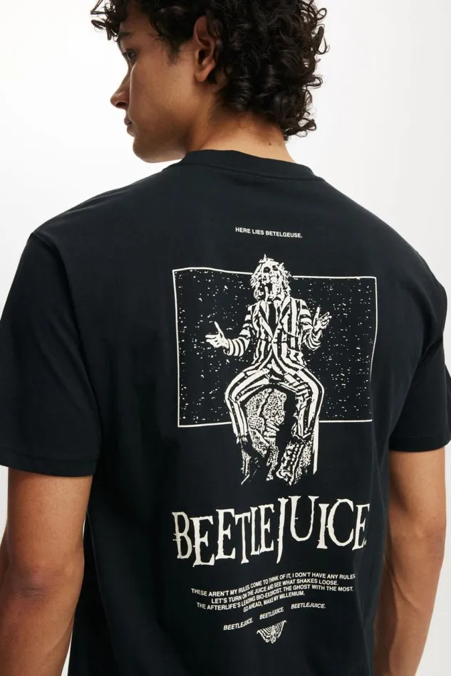 Cotton On Tees and Tanks Loose Fit Movie And Tv TShirt Lcn Wb Blackbeetlejuice 8211 Here Lies 8211 Men Cotton On Tees and Tanks Loose Fit Movie And Tv TShirt Lcn Wb Blackbeetlejuice 8211 Here Lies 8211 Men