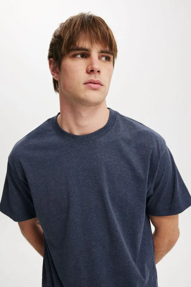Cotton On Tees and Tanks Organic Loose Fit TShirt Navy Marle 8211 Men Cotton On Tees and Tanks Organic Loose Fit TShirt Navy Marle 8211 Men