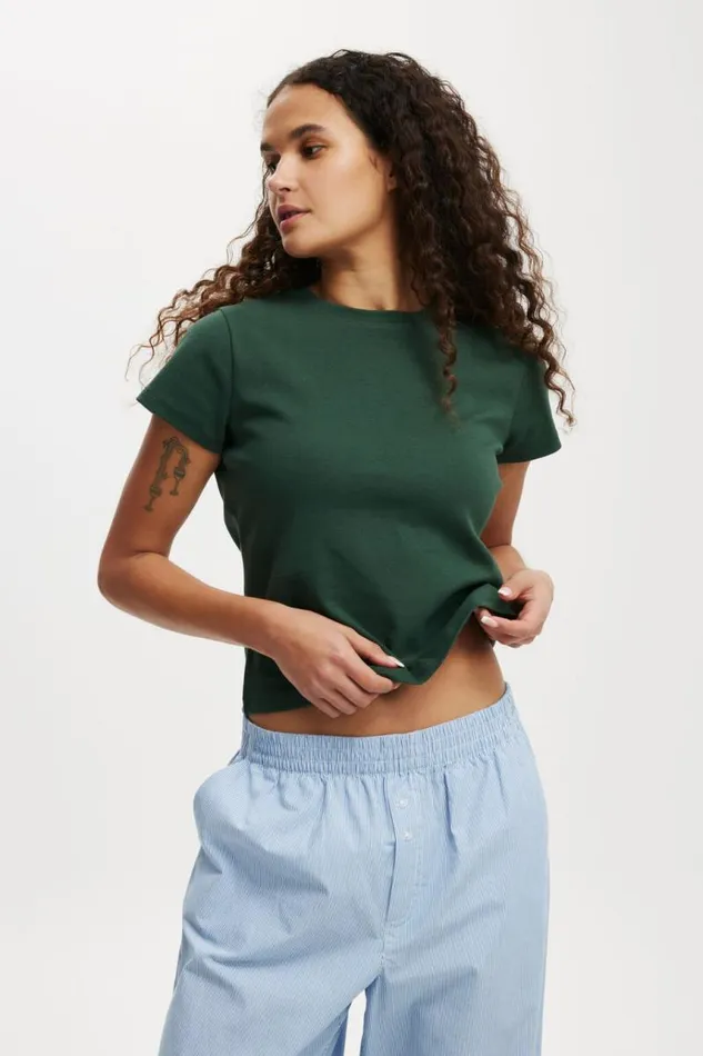 Cotton On Tops 90S Baby Tee Pine Forest Green 8211 Women