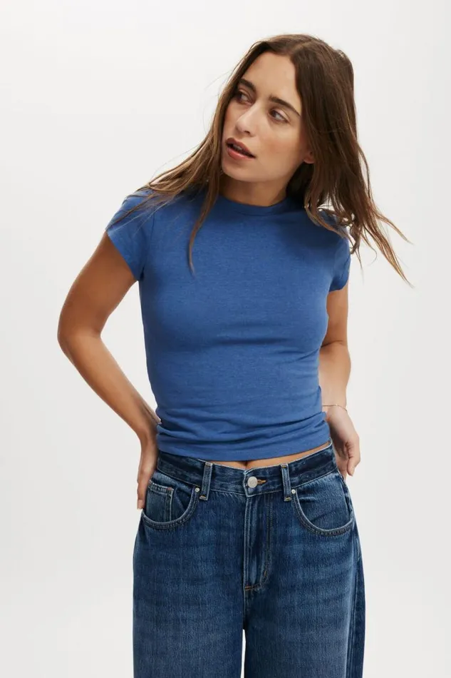Cotton On Tops All Day Crew Tee Azure Blue 8211 Women