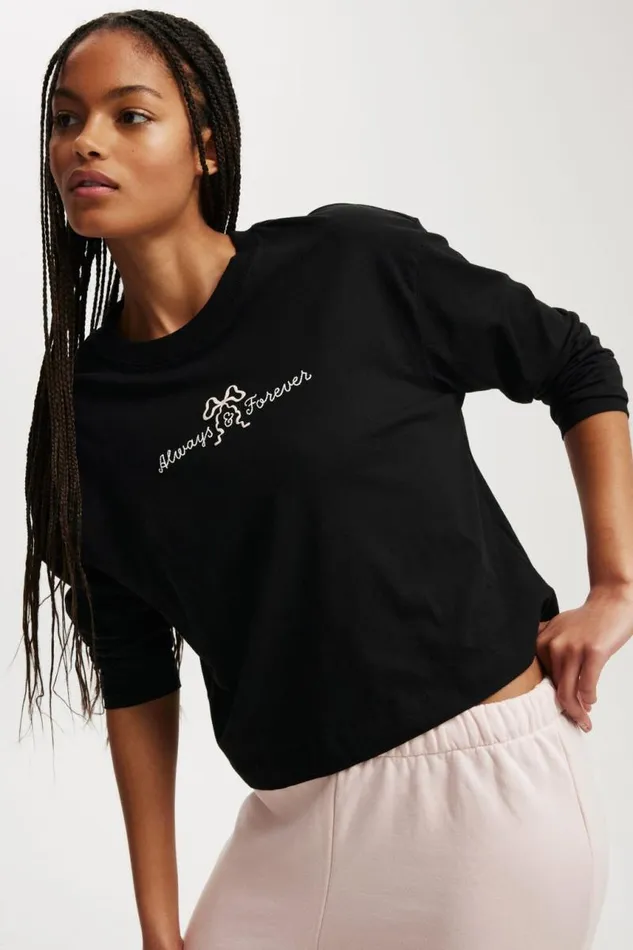Cotton On Tops Classic Long Sleeve Graphic Tee Always For Ever Black 8211 Women Cotton On Tops Classic Long Sleeve Graphic Tee Always For Ever Black 8211 Women