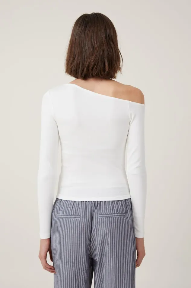 Cotton On Tops Essential Rib Asymmetric Long Sleeve Top Natural White 8211 Women Cotton On Tops Essential Rib Asymmetric Long Sleeve Top Natural White 8211 Women