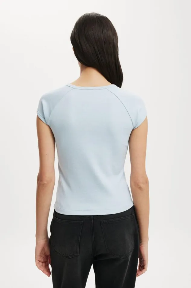 Cotton On Tops Essential Rib Raglan Cap Sleeve Top Shoreline 8211 Women